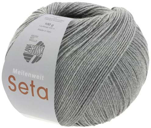 LANA GROSSA Melbred Seta | Högkvalitativt strumpgarn med sideninnehåll, tvättbart | handstickat garn 55 % ny ull (merino), polyamid och siden | 100 g ull för stickning och virkning | 400 m garn