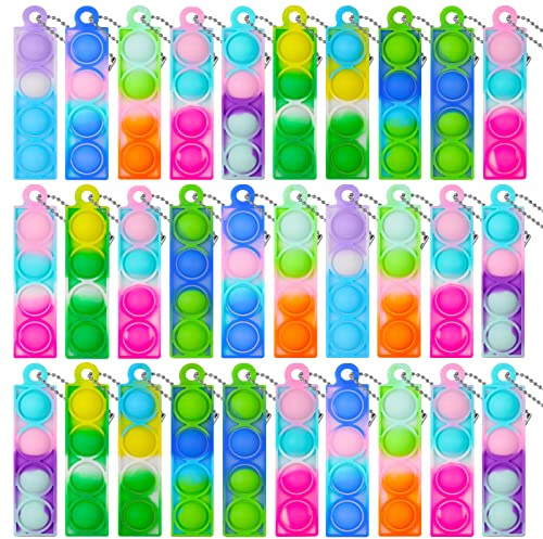 FANTESI 30 Pcs Mini Pop Fidget Toy Bubble Poping Keychain,Stress Relief