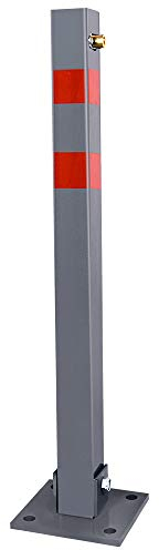 Sonnewelt Poteau de stationnement avec 3 clés, en acier pliable, verrouillage de parking avec bandes réfléchissantes, socle robuste