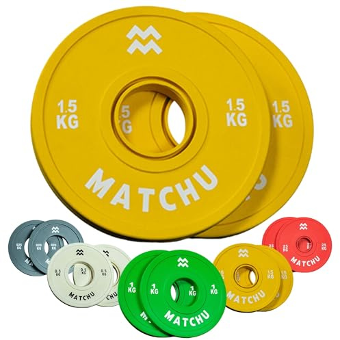 Fractional Plates | Mini hantelskivor | 1,5 kg | Midring diameter 50 mm | gul | 2-pack | Hantelskivor | stötfångarplattor | viktskivor | Matchu Sports