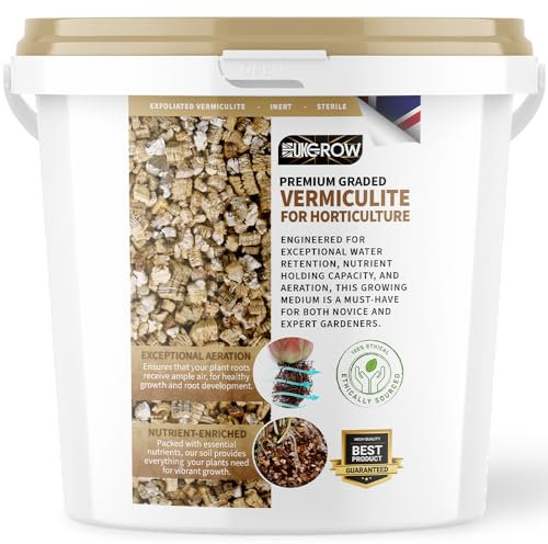 UK GROW 25L Premium Bucket of Vermiculite 1L 2L 3L 5L 10L 20L 25L 30L Retain water and nutrients in soil Premium (25L)