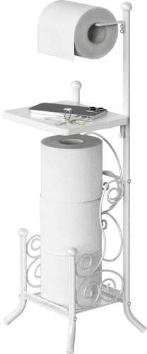 Simple Houseware English Style Bathroom Toilet Tissue Roll Holder Stand, White