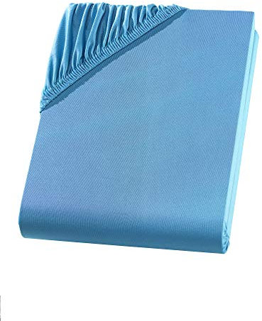 Visaggio Mikrofaser Spannbettlaken 180-200 x 200 cm Türkis Microfaser Polyester Spannbetttuch Bettlaken