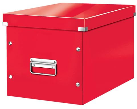 Leitz WOW Large Storage Box, Click and Store Range, Large Cube Storage Box, Red, 61080026