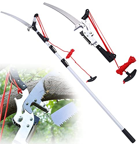 NADYE Teleskop-Hochentaster, 9,8 Fuß/13 Fuß/16,4 Fuß/19,6 Fuß, professionelle Teleskop-Baumschere, robuste, ausziehbare Baumschere (3m/9.8ft)