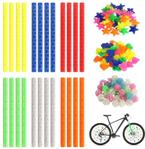 DELAESI Speichenreflektoren Fahrrad Kinder 132 Stück Bunten Fahrradspeichen Fahrrad Speichenreflektoren Reflektoren Kinderfahrrad Leuchtend Fahrradspeichen Perlen für Fahrrad Dekoration