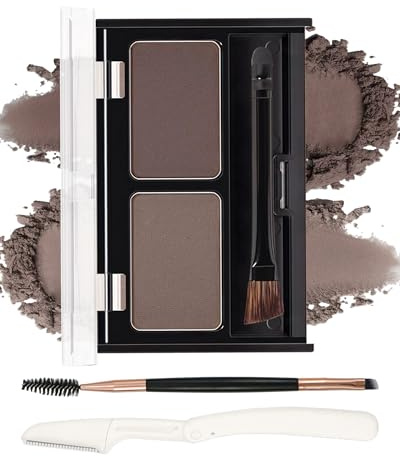 Eye Brow Powder Kit for Women,2 Colors Waterproof Eyebrow Powder Tinted Palette Brown Dark Brown Long-Lasting,Brow Fill&Sculpt Natural Eyebrow Contour Eyeshadow Mother’s Gift with Brow Brush &Razor-03