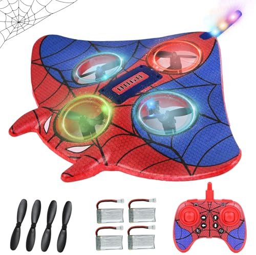 PATEMZON Avion Télécommandé, 2,4 GHz Avion RC avec lumières LED Colorées, Enfant Drone, Planeur Volant Jouet, Avions Télécommandés Jouet 360° Flips, Cadeauxpour Débutants Enfants Adultes Cadeaux