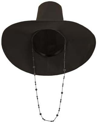 Waslary Anime Cosplay Top Hat Adult Black Korean Traditional Hat with Bead Chain Halloween Accessories (Black-kid)