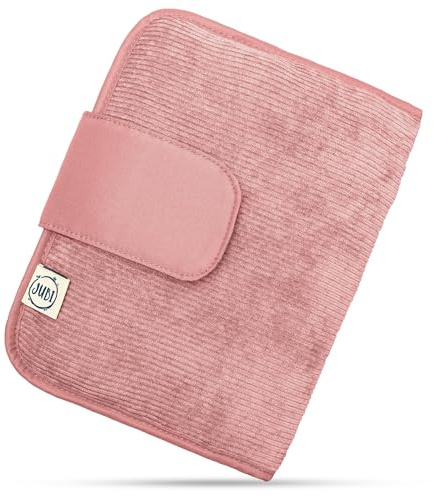 Jubi® Windeltasche mit Wickelunterlage für unterwegs mit extra viel Platz - Kleine Wickeltasche - Cord Pink (Klettverschluß)