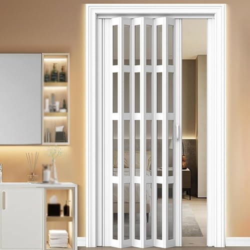 Dtyubfg PVC-Falttür, Akkordeontüren für den Innenbereich, aus kratzfestem PVC-Material, Hängeschiene für Aluminiumlegierung – wasserdicht und wärmeisolierend, für Schlafzimmer, Badezimmer, Küche
