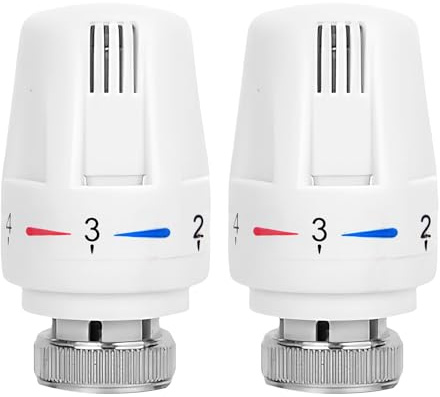 2 PCS Radiator Thermostat Valve M30 x 1.5 TRV Smart Thermostatic Radiator Valves Heating System Replacement Head Automatical Temperature Control Heads Adapter for Home Office (White)