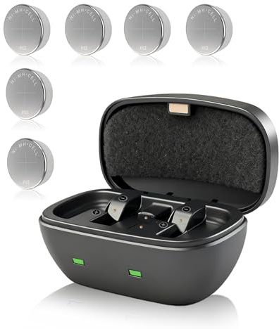 6Pcs Size 13 Hearing Aid Batteries, NIMH Rechargeable P13 Batteries with 5V 1A Charger, 16-20H Lasting for Non-Bluetooth Hearing Aid (6 Batteries + Charger)