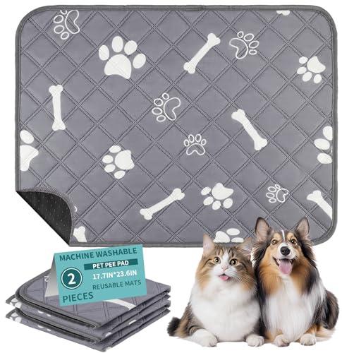 Wozzies 2 Piezas Empapadores Perros Lavables, 45x60 cm Empapadores para Cachorros Reutilizables, Alfombra Perros Pipi es Adecuada para Gatos, Cobayas y Conejos, Puede Lavar en una Lavadora