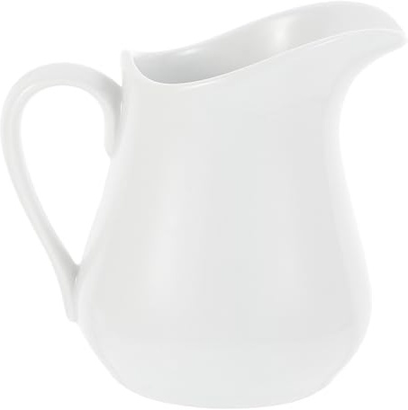 SAFIGLE Brocca in Porcellana Bianca da 450ml con Beccuccio Appuntito, Lattiera Resistente per Party e Bar, per Servire Ketchup e Antipasti
