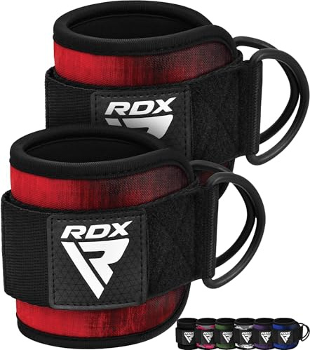 RDX Ankle Straps for Cable Machines – 7MM Neoprene Padded 10x4 Adjustable Gym Cuffs with Dual D-Rings – Weight Attachments for Wrist Glutes Leg Kickbacks Hip Abduction Strength Workouts – Men Women
