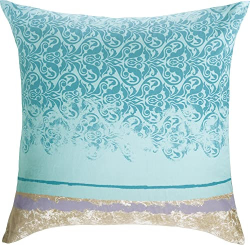 Erwin Müller Zusatz-Kissenbezug, Kissenhülle gemusterte Streifen Mint-Silber Größe 80x80 cm - samtweich, temperaturausgleichend, mit praktischem Reißverschluss