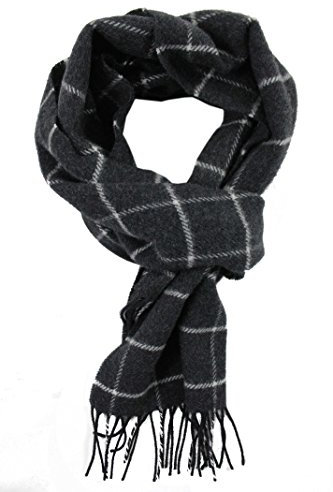 Rotfuchs Herren Schal Winterschal Wolle Karo modisch 100% Wolle (Merino) 180 x 30 cm (anthrazit)