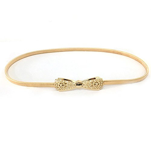 NUREINSS Cinture da Donna Elastico Cintura di Metallo Cintura per Vestito Cintura Chiusura ad Incastro 70-100cm Gold2