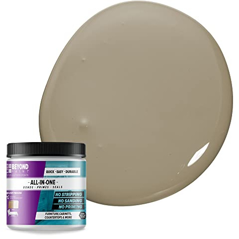 Beyond Paint All-in-One Refinishing Paint, No Sanding, Matte Finish for Cabinets, Countertops, Furniture and Doors, 1 Pint, Pebble