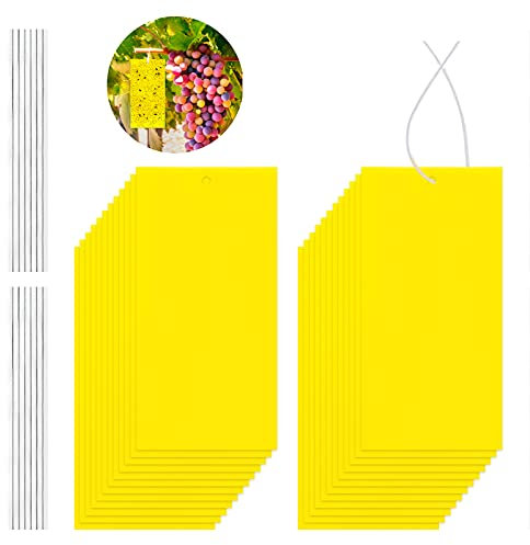 DONQL 25Pcs Fly Control Stickers, Yellow Sticky Traps Stickers for Flies, 3.9Inchx7.8Inch Dual-sided Insect Fly Paper Stickers for Mosquito, Fruit Flies, Indoor Outdoor Garden Plant Protection