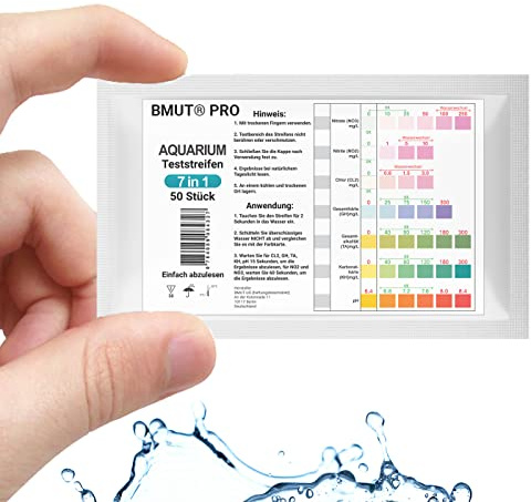 August Engelhardt 50x 7en1 Bandelettes de test pour aquarium - Test rapide GH - Valeur pour bassin, poissons, valeurs de l’eau pH