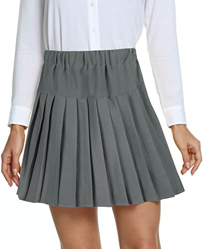 Donne College Stile Alta Vita Mini Pieghe Gonna Elastico Vita A-Line Scozzese Gonne con Breve Pantaloni