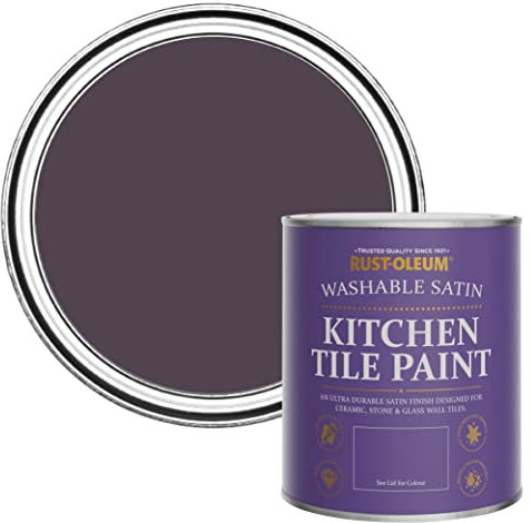 Rust-Oleum Purple water resistant Kitchen Tile Paint in Satin Finish - Grape Soda 750ml
