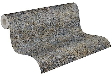 Papier peint texturé noir doré argenté Livingwalls Metropolitan Stories Travel Styles 391774 Papier peint non tissé Motif graphique 10,05 m x 0,53 m Fabriqué en Allemagne