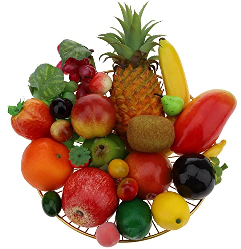 Woration 25Stück Gefälschte Mixtur Früchte für Haus Dekoration Simulation Obst Satz Party Dekoration Modell Fotoshooting Gefälschte Künstlich Zitronen Birne Weintraube