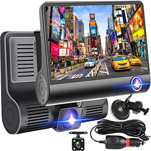 Retoo Dash Cam Auto Anteriore Posteriore Telecamera per auto 360 Telecamera Auto 3 in 1 170 Sensore G grandangolare Dash Cam Rilevazione movimento Monitoraggio parcheggio Registrazione in loop