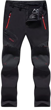 SANMIO Pantalon Randonnee Homme Ski Pantalon Randonnée Softshell Thermique Coupe-Vent Hiver Pantalones de Montagne Neige Escalade Travail Noir avec Polaire XXL