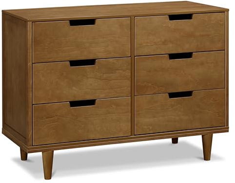 Marley 6-Drawer Dresser - Baby Dresser for Nursery - Kids Bedroom Furniture - Double Chest of Drawers for Toddler Boys and Girls - Versatile Wood Dresser for Living Room, Hallway - Walnut