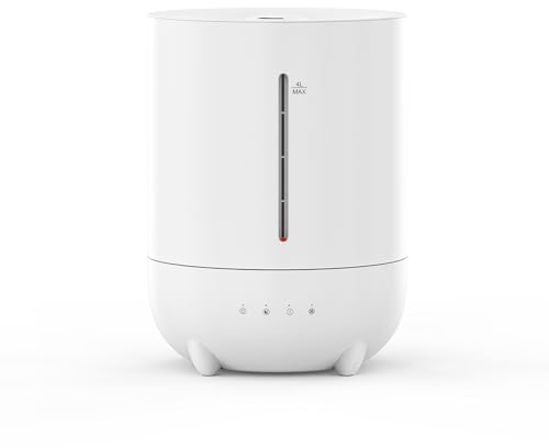 shefor Luftbefeuchter,4LLuftbefeuchter Schlafzimmer kinderzimmer,28dB leise mit 360Drehbare Düse Top-FillTimer,Zweiten Gang Nebelmenge,Auto Abschaltung,BPA-Frei, Leicht zu Reinigender Weiß Humidifier