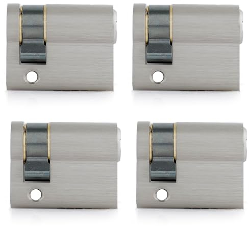 GERCAR Pro Lot de 4 cylindres de serrure, à profil identique, double cylindre, en laiton mat, avec 20 clés, pour porte de garage, longueur : 40 mm, A : 30 B : 10 - 4 x