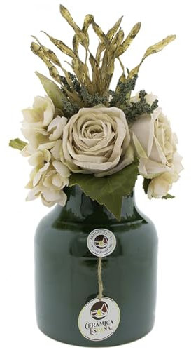 CERÁMICA ESPAÑA | Dekorativ vas | Lervas | Keramisk vas | Vas Blommor | Vas | Dammdekoration | Blomvas Mörkgrön - Modell D07 | Kruka Inomhus | 15 x 15 x 20 cm