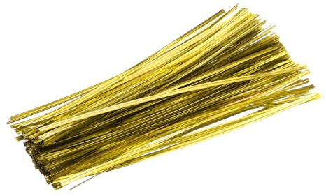 QUARKZMAN 300 Pcs Attaches de Papier Kraft, 8 Attaches Torsadées Réutilisables pour Sacs pour Emballer des Gâteaux de Boulangerie, des Bonbons, des Sacs à Café, Or