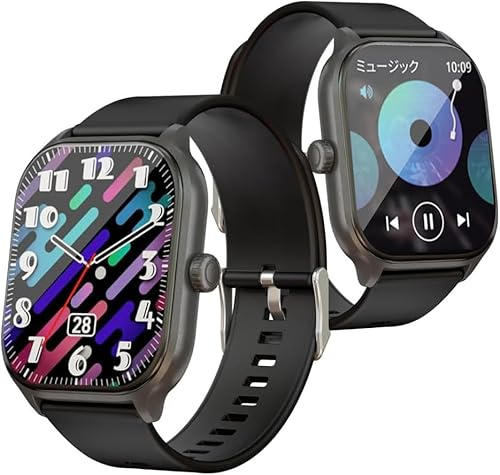 SLuB Smart Watch Smart Band 2,1 tum stor skärm full pekskärm ingen urtavla inställning 100 + rörelseläge musikkontroll IP68 vattentålig avisering sportklocka (svart)
