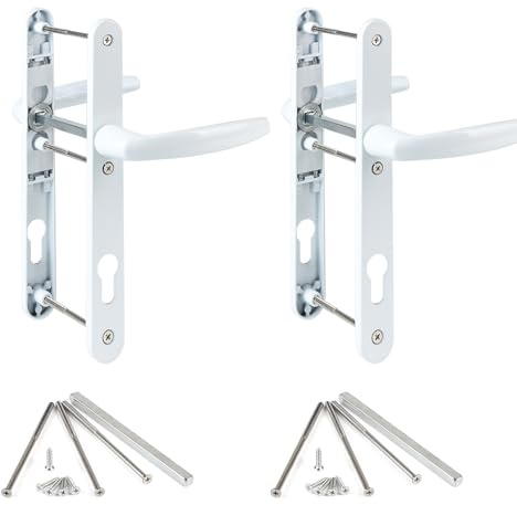SWAWIS 2 Coppie di Maniglia per Porta Interne 92mm Bianco, Maniglia Della Porta Set Lega di Alluminio, Lunghezza Totale 250 mm, per Porte d'Ingresso Porte Esterne Porte Interne Porte Finestre