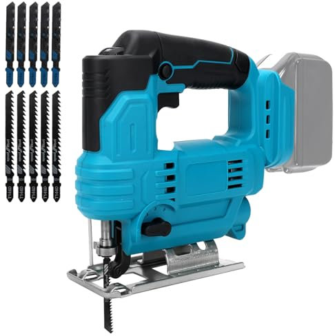 Cordless Jigsaw Compatible with Makita 18V Battery, Electric Jig Saw with 10pcs Blades, Variable Speed, 4 Orbital Settings, 0°-45° Bevel Cutting for Wood Plastic Metal (No Battery)
