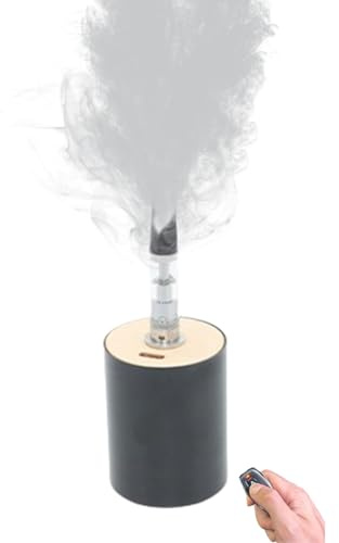 Handhållen rökmaskin, batteridriven dimmaskin för utomhusbruk med trådlös fjärrkontroll för DJ Party Disco bröllop halloween present (rund svart)