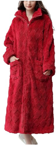 2024 Bata Mujer Invierno Ofertas Flash Del Dia,Bata Manta Polar Mujer Suave y Cómodo Bata de Casa Señora Larga con Bolsillos Suave Algodón Ropa de Dormir Espesado y Cálido Pijama Mujer Invierno Polar