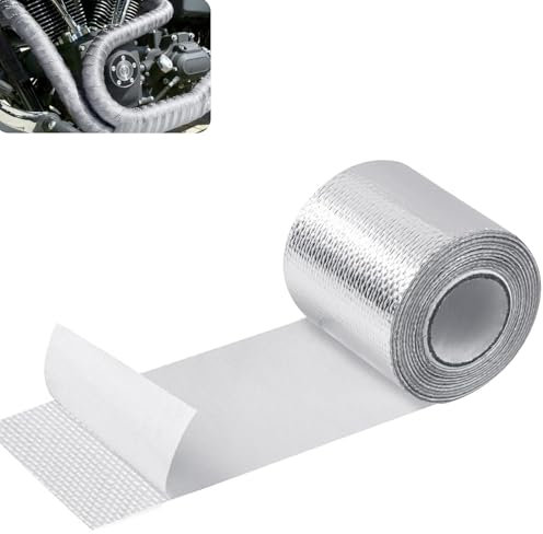 Auspuffbandage, 10m x 5cm Hitzeschutzband Auspuff, Auspuffband Hitzebeständig, Thermoband, Krümmerband, für Auto Motorrad Fächerkrümmer Krümmerband, 1 Stück