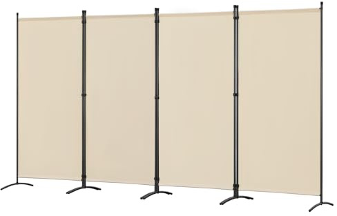 Angel Living Biombo Divisor de Ambientes de 4 Paneles, Biombo Protector, Biombo Plegable, Separadores de Ambientes para Sala de Estar, Jardín, Exterior Natural 324 x 180 cm (Beige)