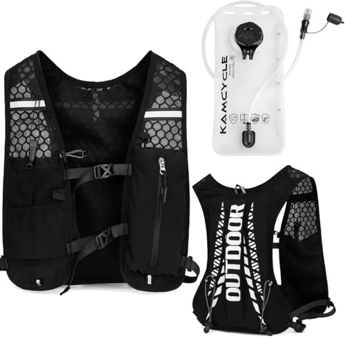 Sac à Dos de Course avec vessie d'hydratation ou flasque Souple (en Option)|Gilet de Course|Gilet ultraléger universellement réfléchissant Running Vest (avec vessie de 2l)