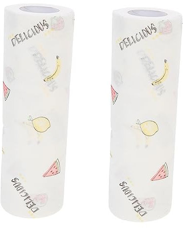 WRITWAA 2rollos Paño Húmedo y Seco De No Tejida Trapo De Dibujos Animados para Cocina Accesorio De Limpieza del Hogar para Superficies Resbaladizas