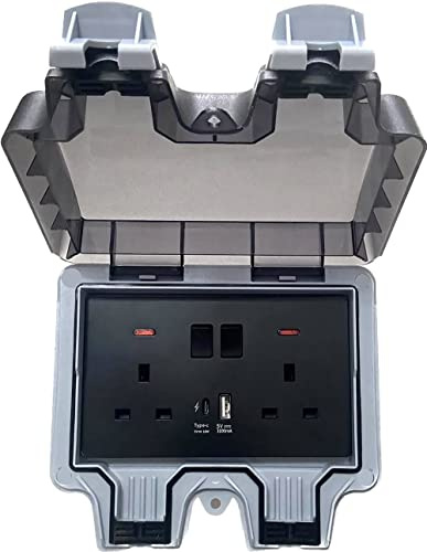 Black/White/Grey Waterproof sockets with type-C 18W