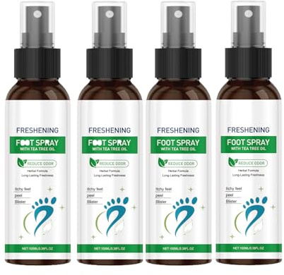 Spray para pies de 100 ml con aceite de árbol de té, cuidado rápido de acción para pies de atleta, control del olor, desodorante natural para hombres y mujeres, desodorante desinfectante en spray (4