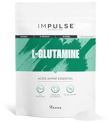 L-Glutamine Kyowa® - 100% Pure & Végétale - L-Glutamine en poudre - Complément alimentaire Récupération Musculaire & Sport - Sans Goût - 150g - Fabriqué en France - IMPULSE NUTRITION