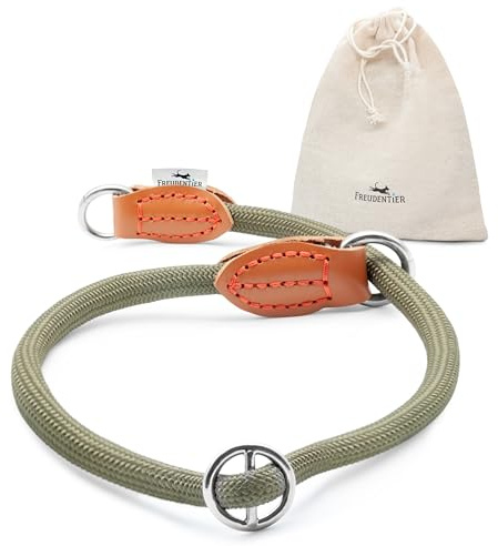 FREUDENTIER Zugstopp Halsband Hunde - Retriever Halsband - Hundehalsband Zugstopp für kleine, mittelgroße & große Hunde (Waldgrün, M/L)